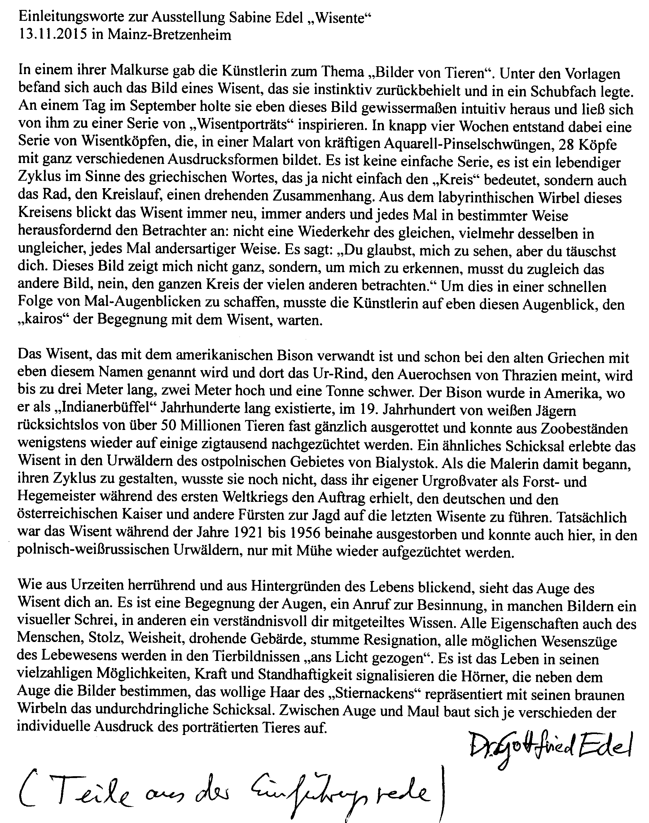 Einleitung Dr. Gottfried Edel